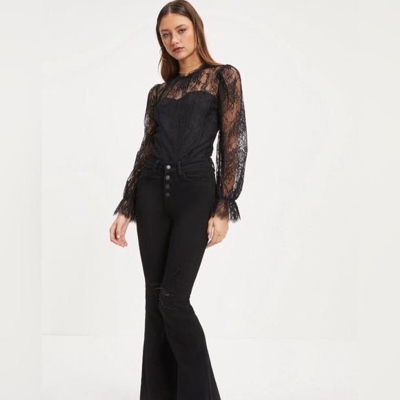 VICI Kamila lace black high neck long sleeve thong bodysuit NEW Re:$59+ sz small - Picture 5 of 12